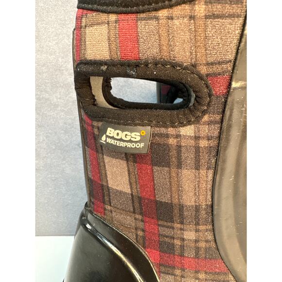 BOGS Neo-Tech Waterproof Rain / Barn Boots with Purple/Black Plaid Pattern Size9 - Picture 2 of 7